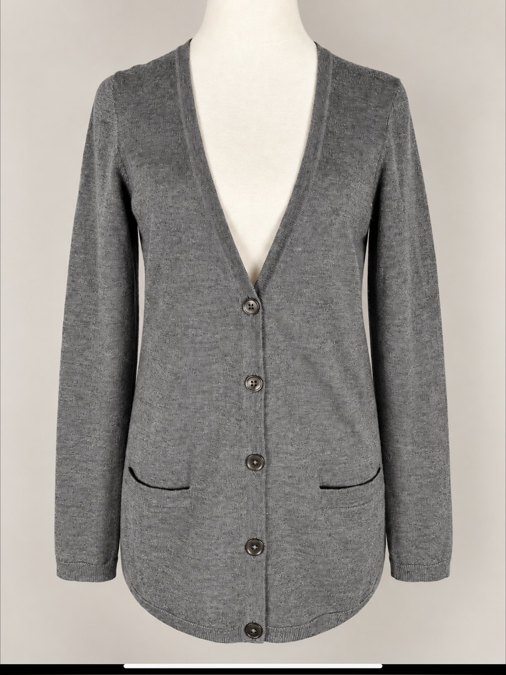Talbots Pure Italian Merino Wool Gray Long Cardigan Sweater XS